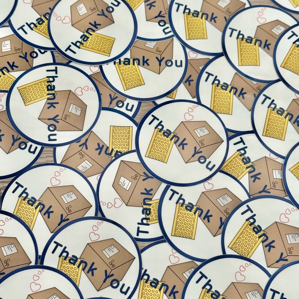 📦 Thank You Circle Small Business Handmade Stickers Size 1.8” x 1.8” 📦